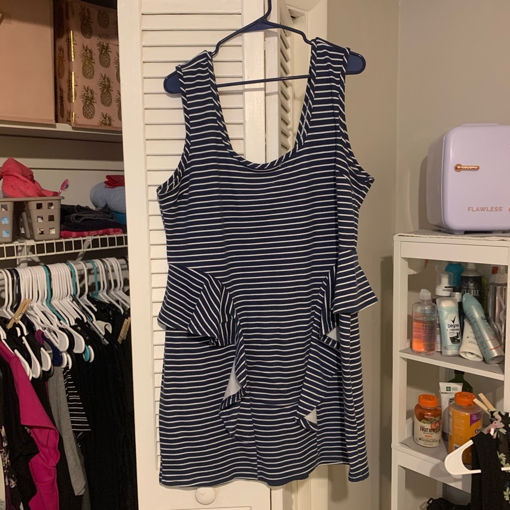 Navy and white strips dress